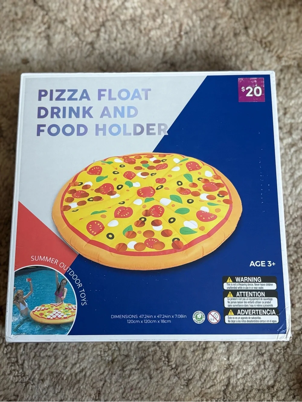 Inflatable Pizza Pool Drink & Snack Holder - Yellow